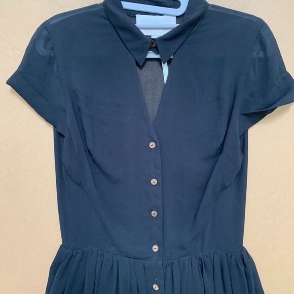 MORGAN CARPER  Semi Sheer Black SAPIN Mini Dress w/Pockets! Sz SML - Picture 5 of 16